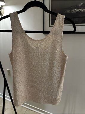 J Crew Sequin Scoop Neck Tank Top in Champagne